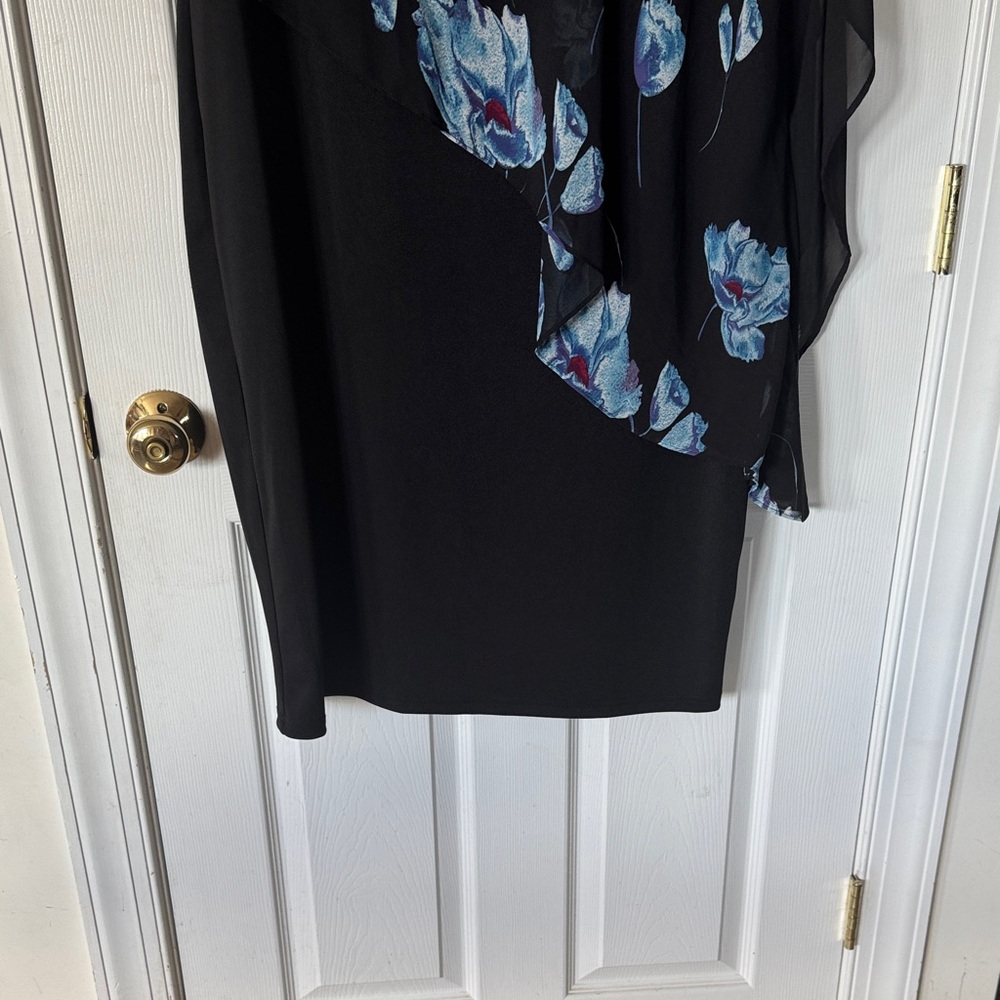 Hanna Nikole Classy Black w/blue flowers Evening Dress size 22W - Picture 6 of 9
